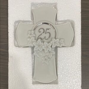 Silver and White 25th Anniversary Cross